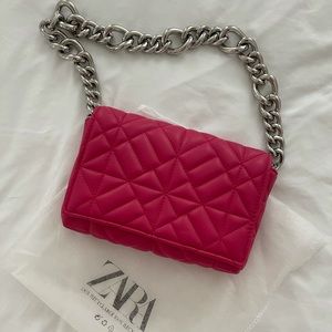 ZARA pink quilted shoulder bag